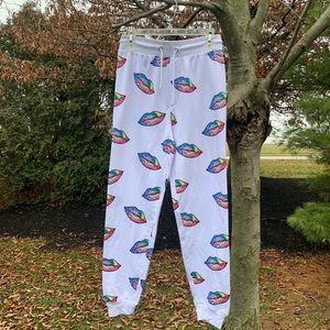 WOMENS RAINBOW COLOR PRINTED LIP BOTTOMS